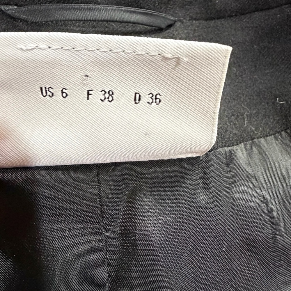 Akris Punto Wool Blend Zip Front Coat Charcoal Ivory‎ Blue Pattern Sz 6 - Picture 11 of 15